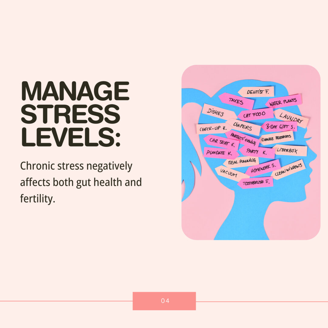 Chronic stress negatively affects both gut health and fertility.