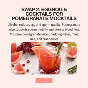 4 Holiday Fertility Food Swaps - Swap 2: Eggnog & Cocktails for Pomegranate Mocktails